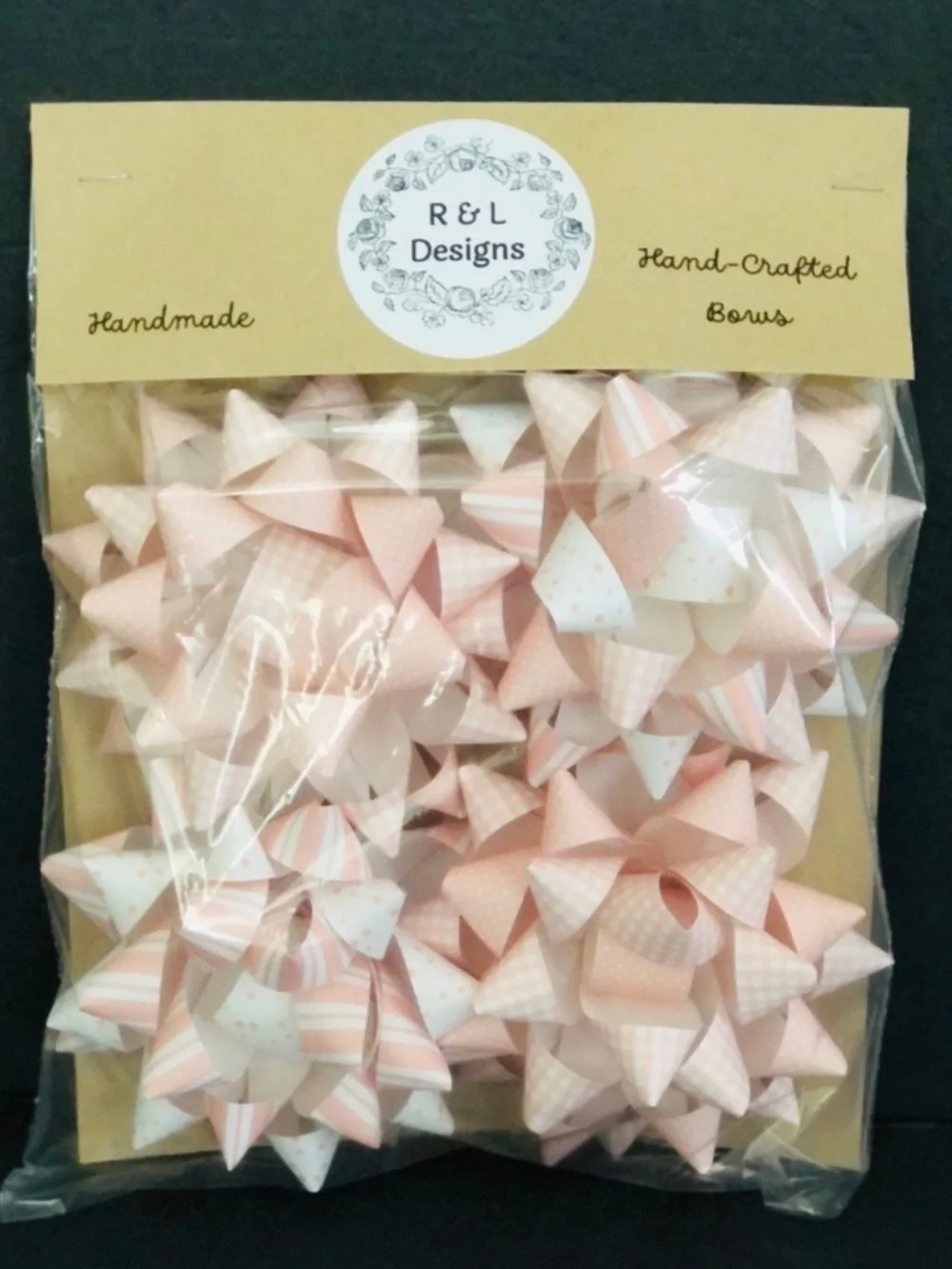 NEW Hand-Crafted Paper Gift Bows Pink Assortment 4 Pack